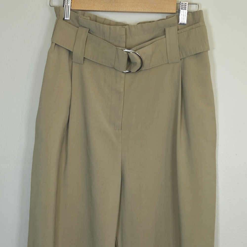 Zara Baggy High waisted Belted Olive Pant Size Small - Picture 5 of 13